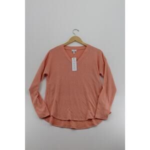 NWT Olivia Sky peach v neck minimalist cozycore cozy‎ comfy versatile sweater S